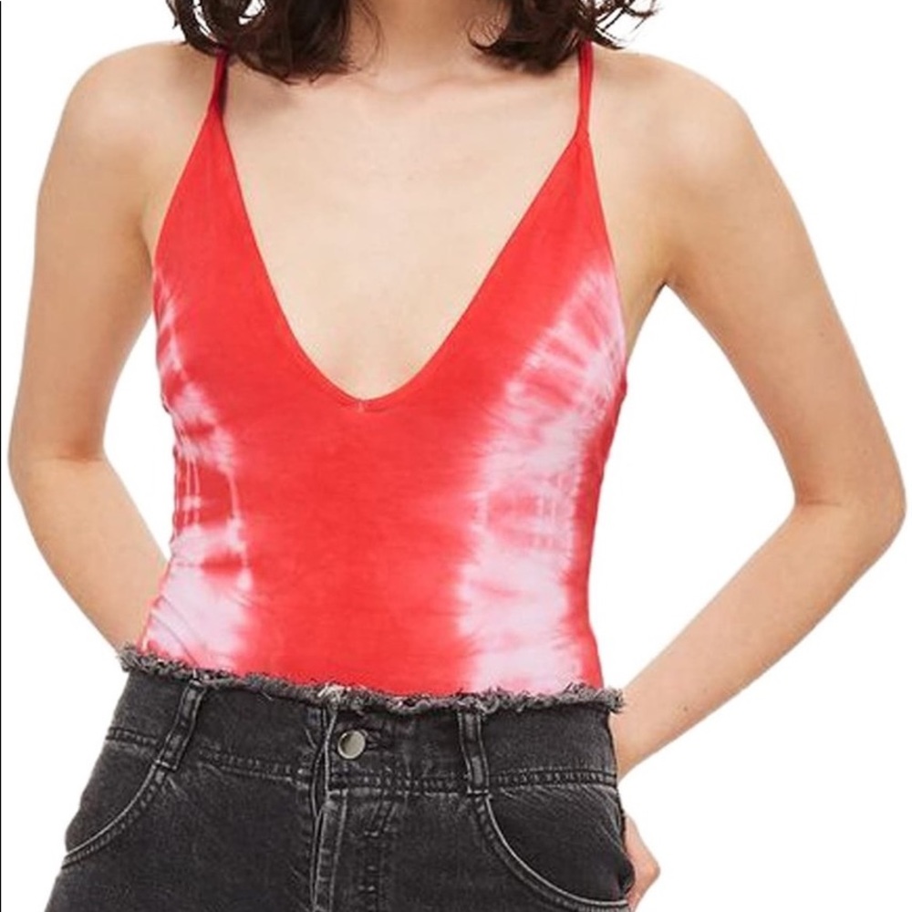 Topshop Pink/Red Tie Dye Bodysuit